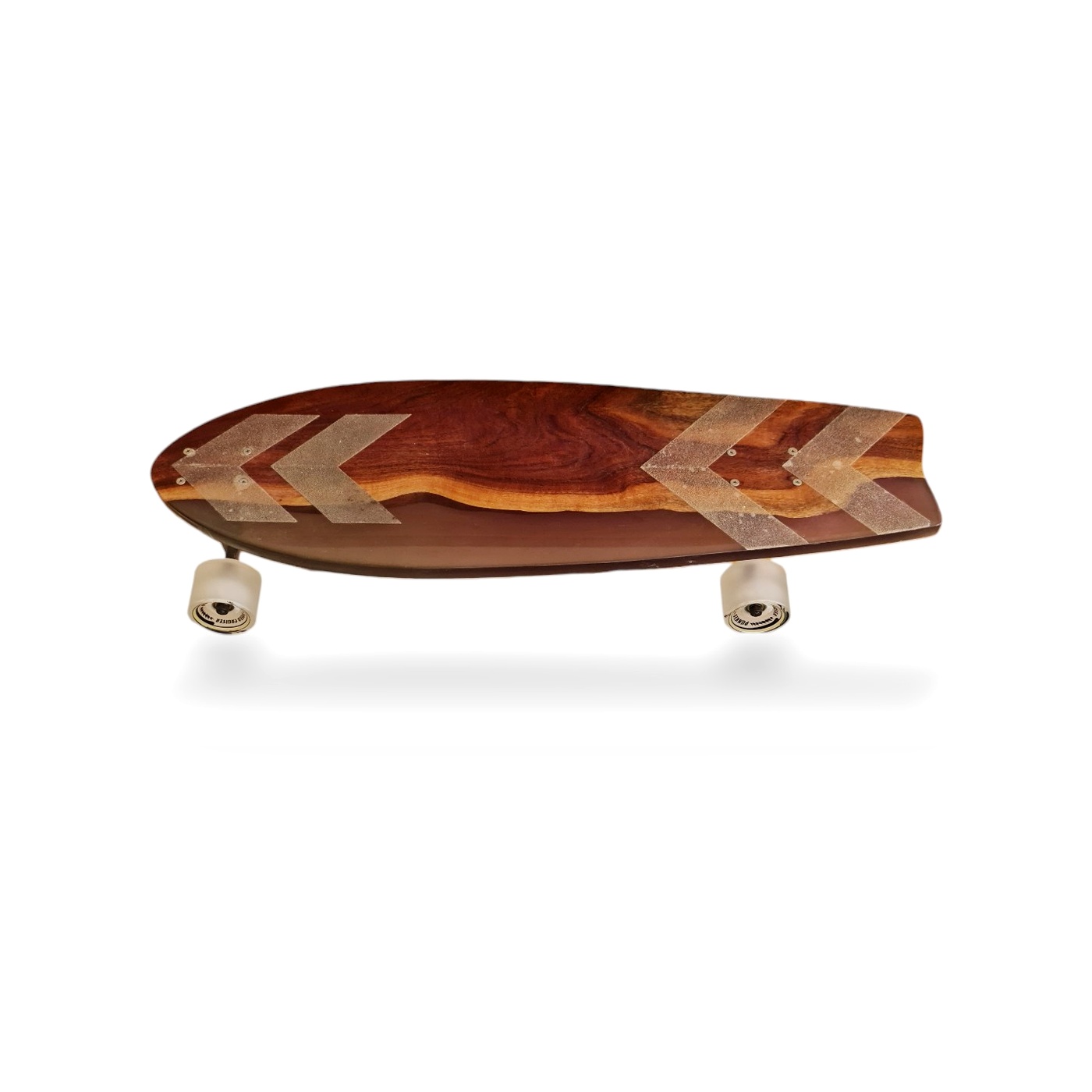 Aurora Veil handmade longboard with green glow and purple inspired resin tones — view 3