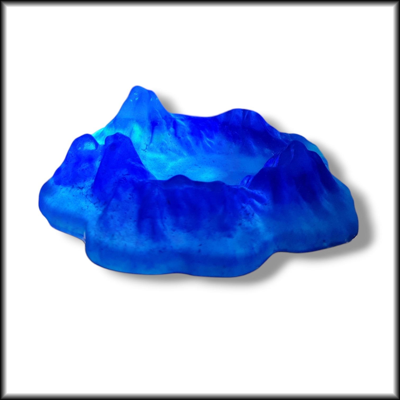 Snow Glacier luxury blue resin cigar ashtray on a dark background — view 3