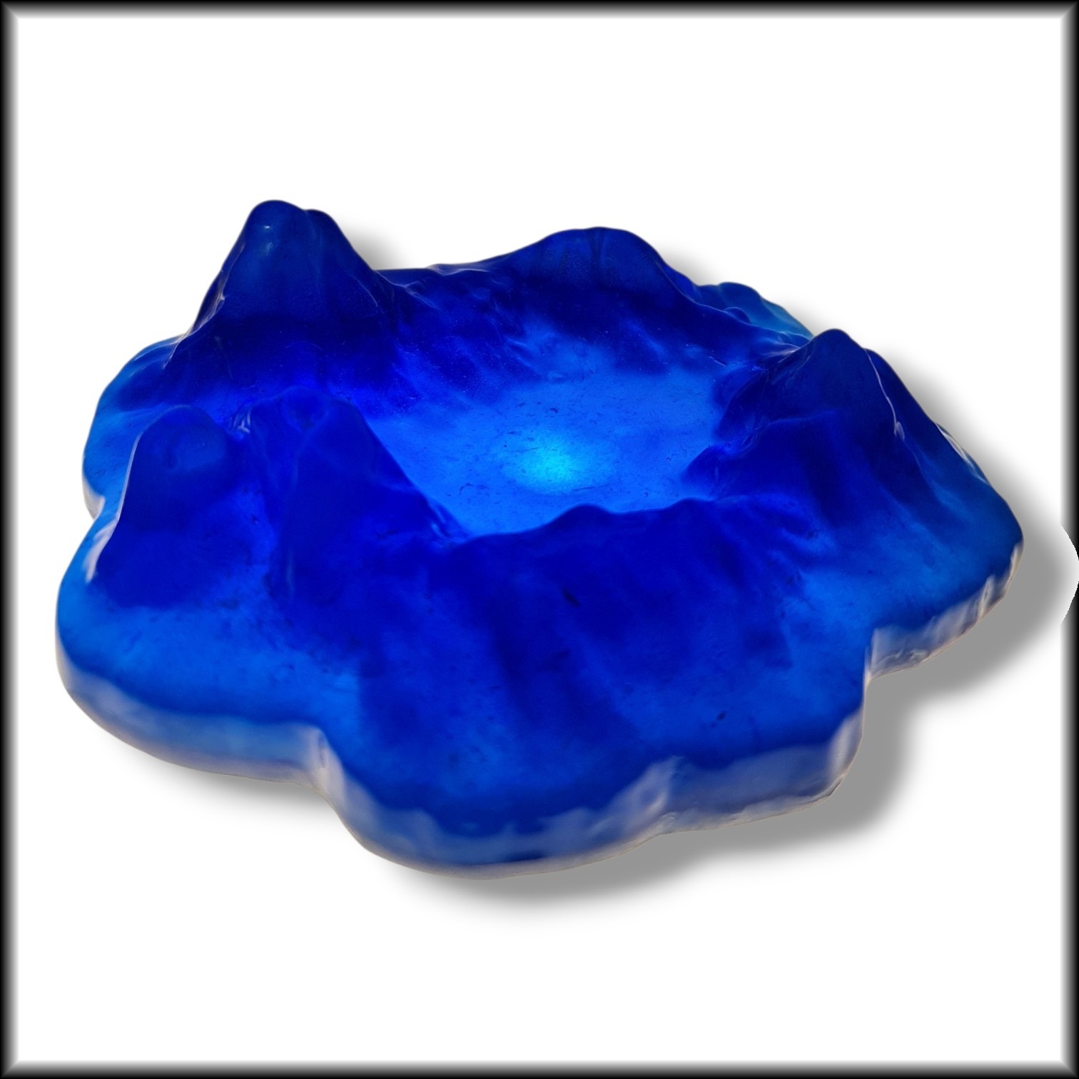 Snow Glacier luxury blue resin cigar ashtray on a dark background — view 4