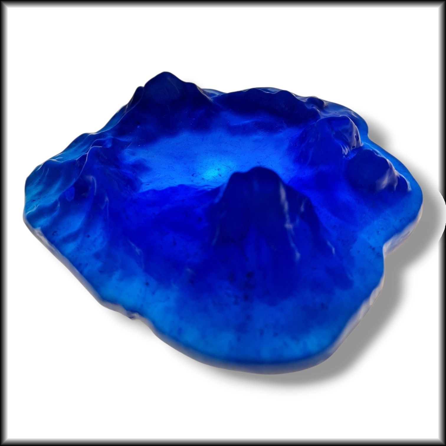Snow Glacier luxury blue resin cigar ashtray on a dark background — view 5