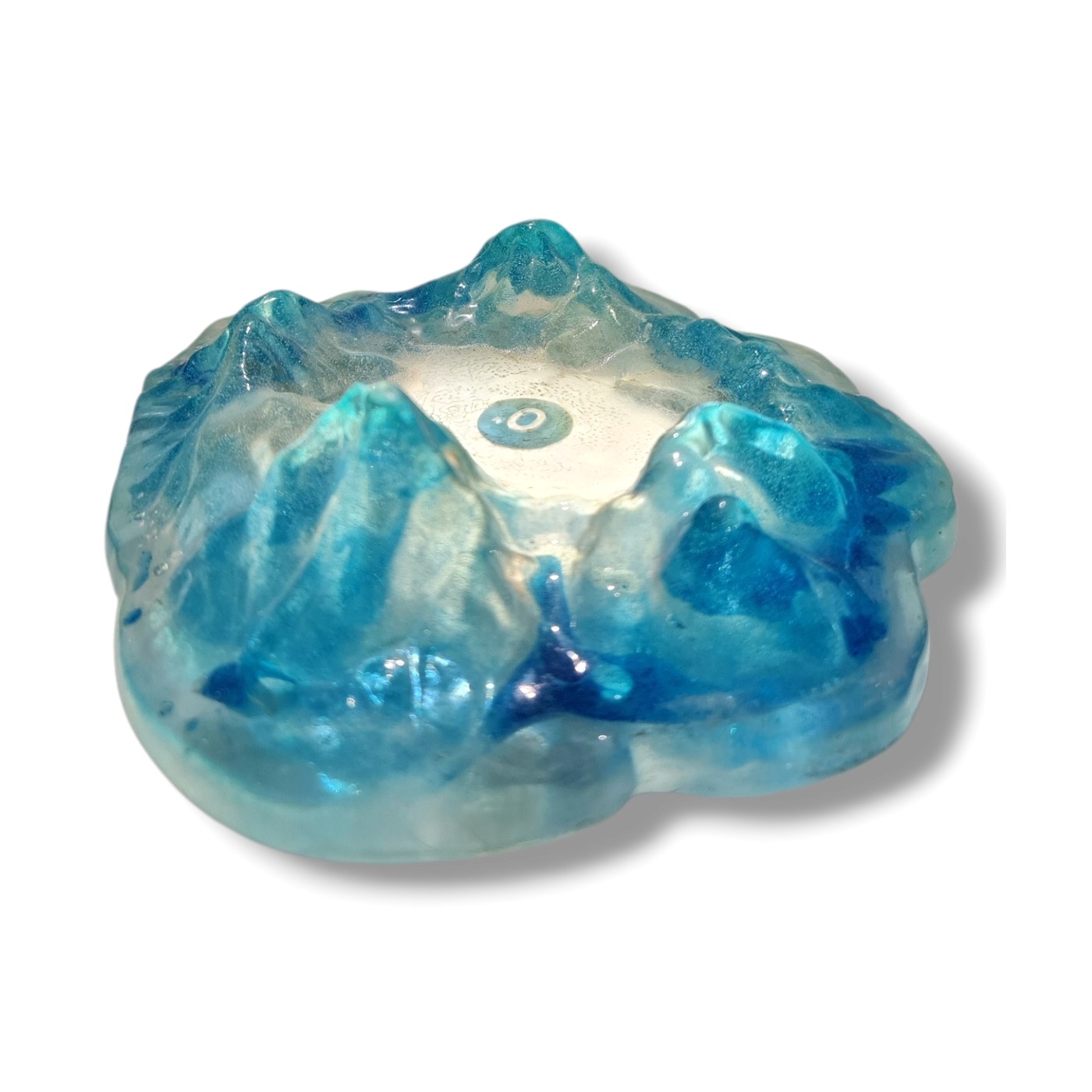 Snow Glacier Basin blue resin cigar ashtray on a black background — view 4