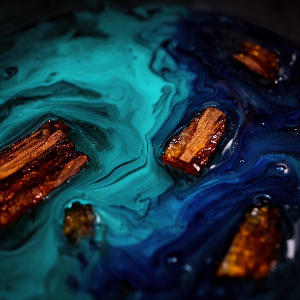 Close-up of resin and wood texture