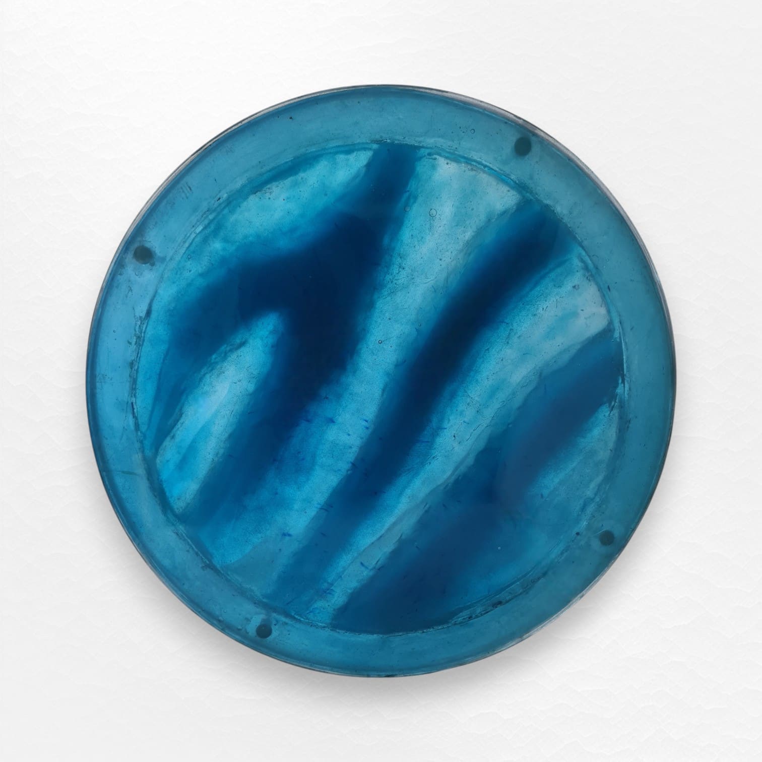 Tidal Veil round resin table with flowing blue wave design that shifts color in the light — view 4